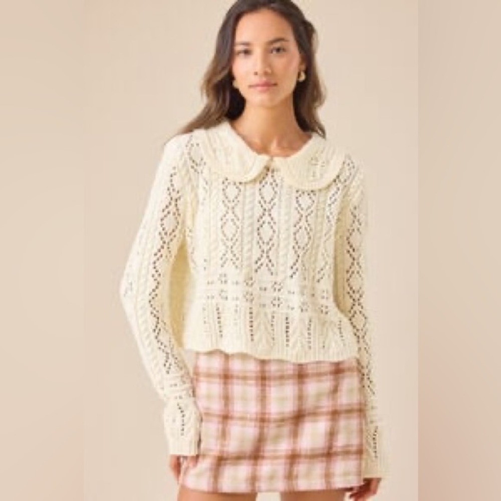 NWT Altar’d State Hattie Crochet Sweater L